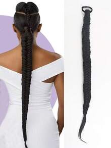 1pc 32-Inch Handmade Fishbone Braid Ponytail With Elastic Bands, Suitable For Women - Multicolor - View 17
