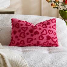 1 chiếc vỏ gối trang trí hình trái tim bằng vải nhung mềm mại, mặt trước bằng vải jacquard, mặt sau bằng vải lông cừu, vỏ gối vuông, vỏ gối trang trí nhà cửa dịp lễ, chất liệu nhung mềm mại, trang trí hiện đại cho ghế sofa, phòng ngủ. - Màu Hồng Tươi - Xem 10