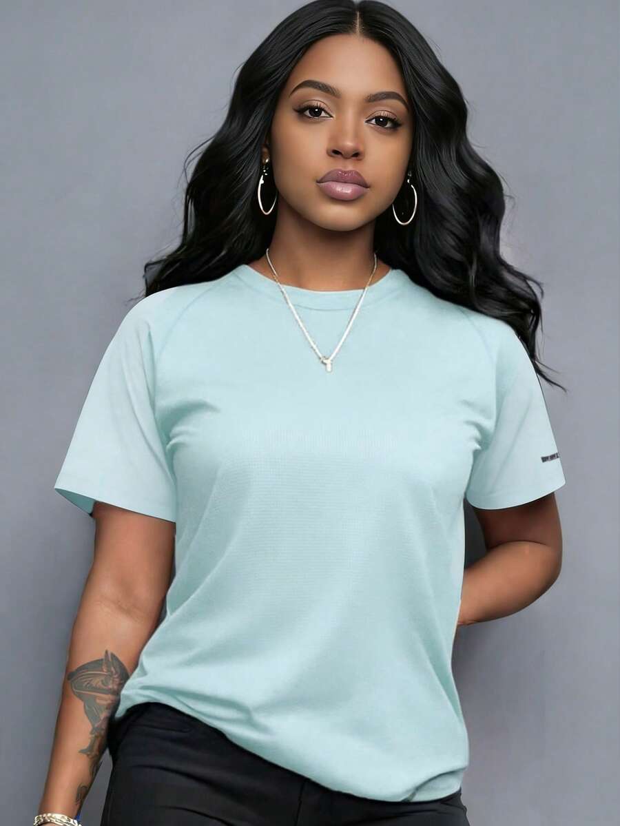 Women's Casual Breathable Short Sleeve Round Neck T-Shirt, Fashionable And Versatile - Green - View 1