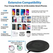 15W Wireless Fast Charger Compatible With IPhone 16/15/14/13 Pro, S25/S24/S23/S22 Ultra/S21 Note20, Pixel 8/7 Pro, Mate60, Mi 13. Lightweight And Portable, Essential For Business Travel And Office Use. - Black - View 5