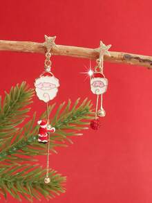1 Pair Cute Versatile Cartoon Santa Claus & Christmas Tree Holiday Earrings