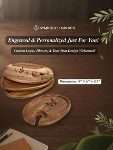 定制托盘，个性化雕刻迷你木托盘，婚礼冷盘礼盒（可刻姓氏），带酒瓶架，定制雕刻迷你木托盘，激光雕刻，木质咖啡托盘，餐盘，茶具托盘，适用于家居装饰、餐饮、宴会和特殊活动，创意礼品/生日/情人节/乔迁/婚礼/父亲节礼物 - 彩色 - 查看 10