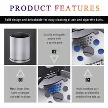 Cenicero de coche portatil con tapa desmontable inoxidable sin humo a prueba de olores y viento luz LED azul ideal para uso en vehiculos - Rojo - Ver 3
