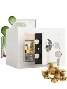 1个多功能阻燃保险箱，钢制安全锁保险箱，小型隐蔽式保险箱，用于存放现金、珠宝、重要文件 - 9.06*6.69*6.69英寸，升级锁芯，安全性更高，适用于橱柜、桌面、汽车，阻燃防盗保险箱，用于管理重要文件、珠宝、现金 - 23*17*17cm - 查看 17