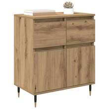 Larryhot Credenza con cassetto Rovere artigianale 60 x 35 x 70 cm,Robusto e durevole, facile da montare, la scelta ideale per l'arredamento della casa - Castano - Visualizzare 3