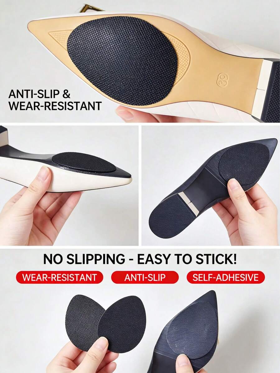 10-Piece/20-Piece Pack Of Self-Adhesive, Silent, Non-Slip, And Wear-Resistant Insoles, Suitable For Various Shoe Types Including High Heels, Flats, Sneakers, Casual Shoes, And Men's/Women's Leather Shoes. Features Include A Protective Rubber Pad For The Sole, Dense Anti-Slip Particles To Prevent Slipping, And A Protective Sole Patch, Shoe, Spring Summer Picks - Multicolor - View 1