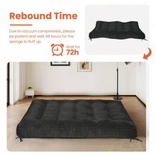 8" Futon Mattress Full Size, Futons Sofa Bed Sleeper Couch Bed, Roll Up Mattress With Shredded Foam & 2 Straps For Storage, Futon Floor Mattress For Living Room, Corduroy (Frame Not Included) - màu đen - Xem 2