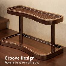 Walnut Desk Organizer Shelf Modern Multiuse 2 Tier For Pantry Bedroom Office - Redwood - View 2