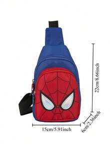蜘蛛侠胸包/单肩包，卡通可爱印花小背包，轻便单肩包，送给家人和朋友的圣诞礼物 - 彩色 - 查看 5
