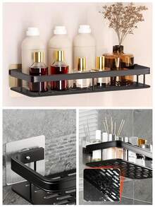 رف حمام كبير السعة من سبيكة الألومنيوم، رف دش لاصق مثبت على الحائط، رف تخزين أنيق للحمام/المطبخ، منظم مستحضرات التجميل، مصنوع من سبيكة الألومنيوم، صندوق تخزين كبير، مناسب للحمام والمطبخ، رف توابل المطبخ، رف تصريف، منظم تخزين، أدوات المطبخ، ديكور المنزل - متعدد الألوان - مشاهدة 10