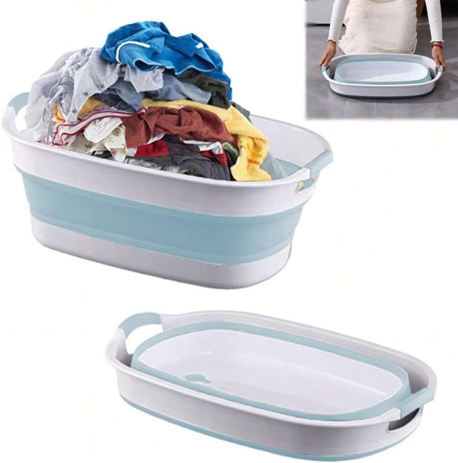 Cesta Plegable de Plástico para la Colada, Canasto de Lavandería, Cesto para Ropa Sucia, Organizador de Almacenamiento Plegable,  55cm*38cm - Rosa - Ver 1