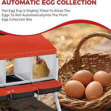 Techigher Chicken Nesting Boxes, 3/4 Hole Metal Chicken Egg Laying Box With Pull-Out Trays And Rollout Egg Collection For ChickenCoop - Orange With Metal Legs, 3 Holes - View 7