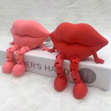 1 herzförmige Statue und 1 lippenförmige Statue, 3D kreative Dekoration, ohne Strombedarf, geeignet für Valentinstag Party Dekoration als Geschenk für Freunde, Tischfigur, Geburtstags Dekoration, Themen-Setting, leichte Ausstellung - Verschiedenfarbig - Übersicht 4