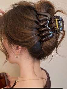 Clip para el cabello con forma de calabaza grande, clip de garra sobredimensionado minimalista, adecuado para cabello grueso y fino, clip para el cabello de mujer antideslizante, nuevo accesorio de alta gama para el moño del cabello de otoño/invierno para el atuendo de vacaciones de verano, accesorios para el cabello de viaje - Multicolor - Ver 1