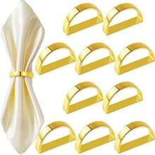 6/2/1 Pcs Set Arched Napkin Rings, Gold D-Shape Napkin Holders, Unisex, Reusable, Suitable For Family Gatherings, Parties, Metal Napkin Clips, Fit For Various Occasions, Party Holidays, Christmas Table Decor, Holiday Party Gifts