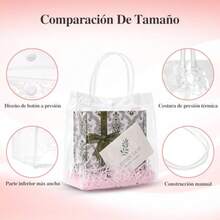 zxr 40PCS Bolsas de Regalo de PVC Transparente con AsasBolsas de Plástico Reutilizable con Rafia 500 Pcs Pegatinas de Amor Bolsas de Dulces Bolsa de Compras para Bodas Cumpleaños Fiestas 20x20x9 cm125 - Transparente - Ver 3