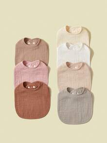 7pcs Baby Bibs, 100% Cotton Soft Gauze, Drool Bib, Adjustable Snap Button,Essential Items For Baby Growth - Multicolor - View 13