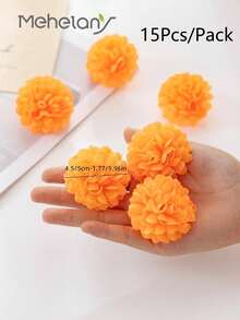 MEHELANY 30入組/15入組/6入組人造絲米奇橙色花朵頭，散裝結束部，適用於家居婚禮DIY插花花環節日裝飾 - 橘色 - 查看 5