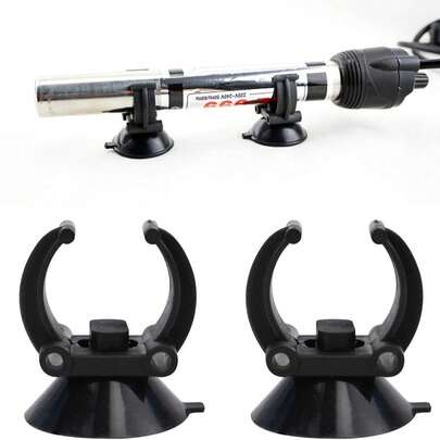 1/2个重型真空吸盘挂钩，通用水族箱吸盘夹支架，可调节水下支架，适用于水族箱灯、紫外线杀菌灯，无需钻孔玻璃水族箱粘合支架，强力吸盘带夹子