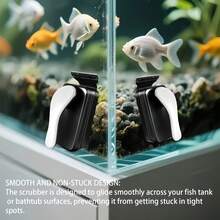 2-In-1 Aquarium Glass Scrubber - Magnetic Algae Cleaner With Non-Slip Grip - ABS Plastic/Magnet Material - Aquarium & Household Cleaning Style - Ergonomic Handle Pattern - Heavy-Duty Glass Cleaner - Durable Tool For Fish Tanks, Bathtubs & Glass Surfaces In Fresh & Saltwater - Multicolor - View 9
