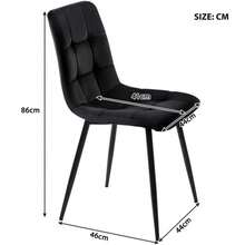 Dining Chair (4 Pcs), Black, Set Of 4 Upholstered Designer Chairs With Backrest, Velvet Seat, Metal Frame - Black - View 6