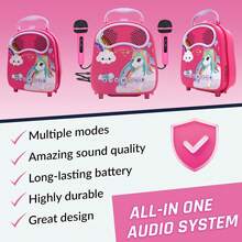 Karaoke Machine - 2 Microphones Karaoke For Singing, Karaoke Speaker With Voice Changer For Christmas Holiday Birthday New Year Gift Gift With Carton Pic Christmas For Girls 4, 5, 6, 7, 8+ Years Old Toddler Teens - PINK - Red Violet - View 3