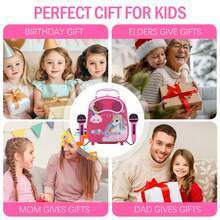 Karaoke Machine - 2 Microphones Karaoke For Singing, Karaoke Speaker With Voice Changer For Christmas Holiday Birthday New Year Gift Gift With Carton Pic Christmas For Girls 4, 5, 6, 7, 8+ Years Old Toddler Teens - PINK - Red Violet - View 7