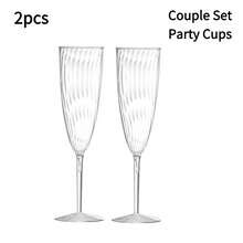 PUREDOVE 2/6/12pcs Clear Champagne Glasses Plastic - 170ml/6oz Clear Reusable Champagne Glasses Party Supplies,For Wedding/Birthday/Party - 透明 - 查看 10