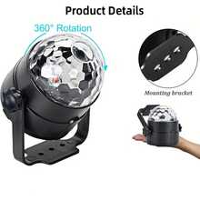 Lámpara de proyección de atmósfera mágica con bola de discoteca alimentada por USB, iluminación giratoria de plástico para fiestas, efecto de escenario de DJ portátil para varios tipos de habitaciones - Bola mágica de cristal de colores - luz policromática - Ver 11