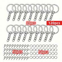 Yiwu Qiyou Accessories Co., LTD 120件套DIY钥匙扣连接环套装 - 优质锌合金迷你螺丝眼针吊坠，适用于耳环首饰制作、工艺制作和维修 - 易于使用的工具配件 - 120pcs - 查看 12