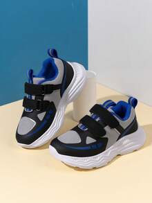 1 Pair Fashionable & Practical Children's Sports Shoes, Colorblock Style, Eye-Catching Hook And Loop