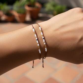 1PC Bohemian Simplicity, Rice Bead Bracelet, White/Black/Gold Rice Bead Moss Password Bracelet, Adjustable Woven Bracelet, Couple Bracelet, Sisters Bracelet, Valentine's Day Gift, Birthday Gift, Family Gift, Couple Gift, Anniversary Gift