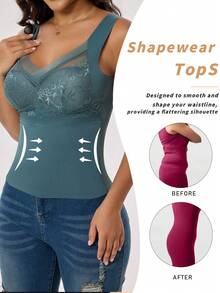 2pcs Lace, Deep Velvet, Warm Underwear For Women, Velvet-Lined And Thickened. Comes With Built-In Padding, No Need For A Bra, Double-Sided Velvet, Autumn And Winter Styl, Soft And Comfortable Sleeveless V-Neck Tops.Daily Wear, Thermal Set Women - Multicolor - View 7