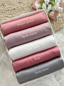 5pcs/Pack Satin Textured Solid Color Muslim Women Hijab Scarf Set