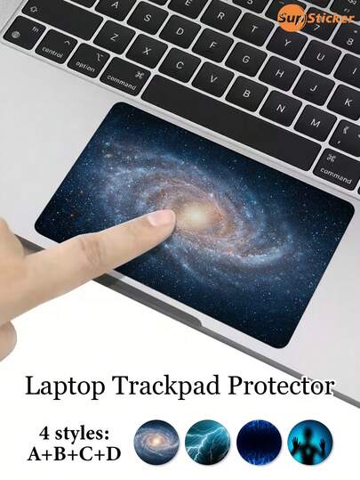 SUPSTICKER 1 pieza Pegatina para panel táctil de cuaderno con patrón de cielo estrellado cósmico, despegable y autoadhesiva, delgada y fácil de aplicar, adecuada para oficina diaria, estudio, ocio en el hogar, oficina móvil, decoración y transformación de la piel del panel táctil del portátil, 14x9cm