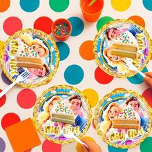 50 Pz Plato Cartón Premium Pastelero Happy Birthday Hb Rojo Confeti Oro - Mi novia está de viaje. - Ver 5