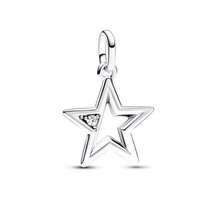 1件时尚闪亮心形皇冠、星形蝴蝶结、十字架吊坠、高跟鞋、吊坠装饰珠子，女士手链手镯DIY珠宝制作及日常穿搭搭配饰品，适合女孩佩戴 - 銀色 - 查看 5