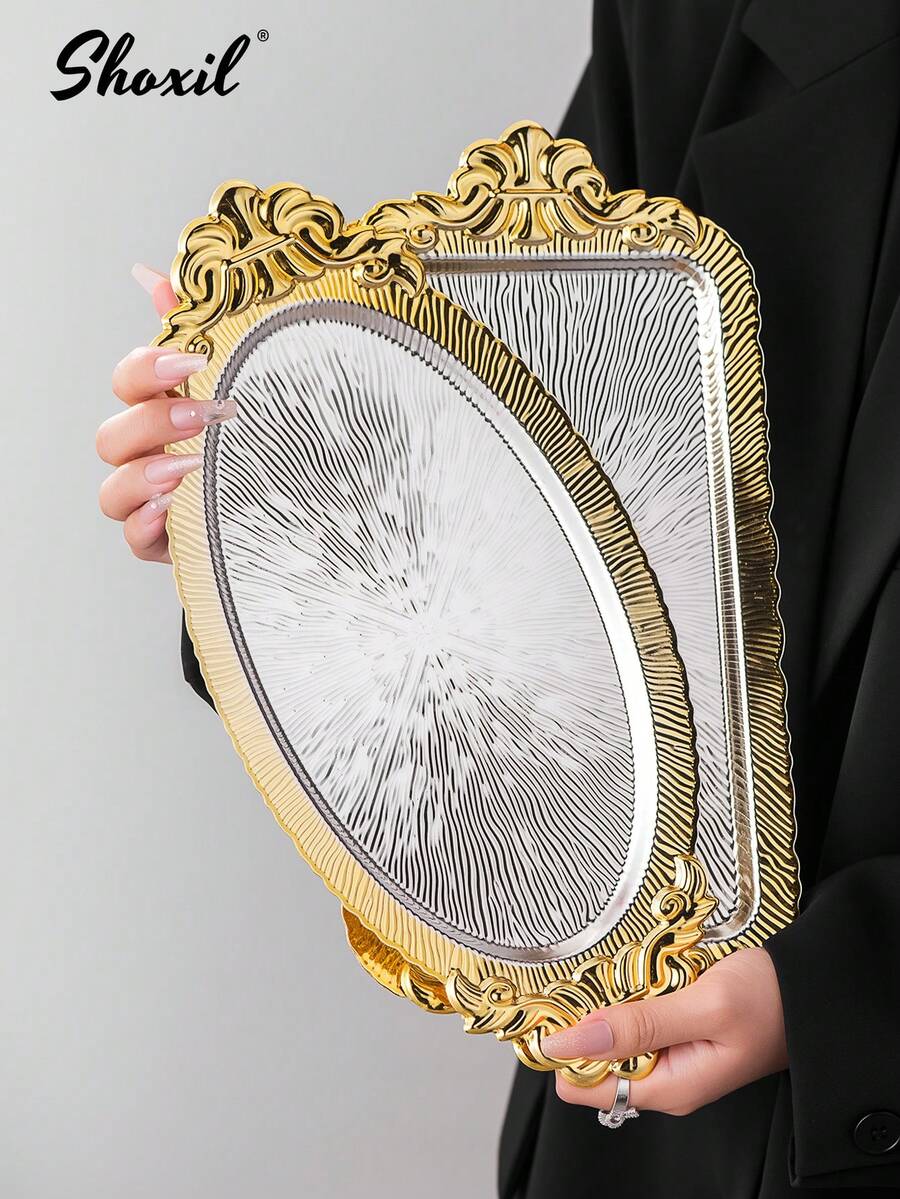 shoxil 1个太阳图案托盘，可作珠宝托盘、装饰托盘、化妆品托盘，带把手设计，方便收纳和展示珠宝，多功能托盘，适用于家居装饰和收纳 - 托盤 - 查看 1