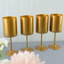 1/2/8/12/24/48pcs Polypropylene Red Wine Glasses | 10.56oz Wide Mouth White Wine Glasses, Straight-Sided Cocktail Glasses, Dishwasher , Soft Colors, European Style - Gold - View 4