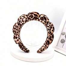 Leopard Print Hair Band, Makeup Headband, Hair Clip For Women Facial Care, Spa Gift, Party, Casual Outing, Compact & Lightweight, Hairband, Hair Hoop Headbands Hair - 咖啡棕色 - 查看 1