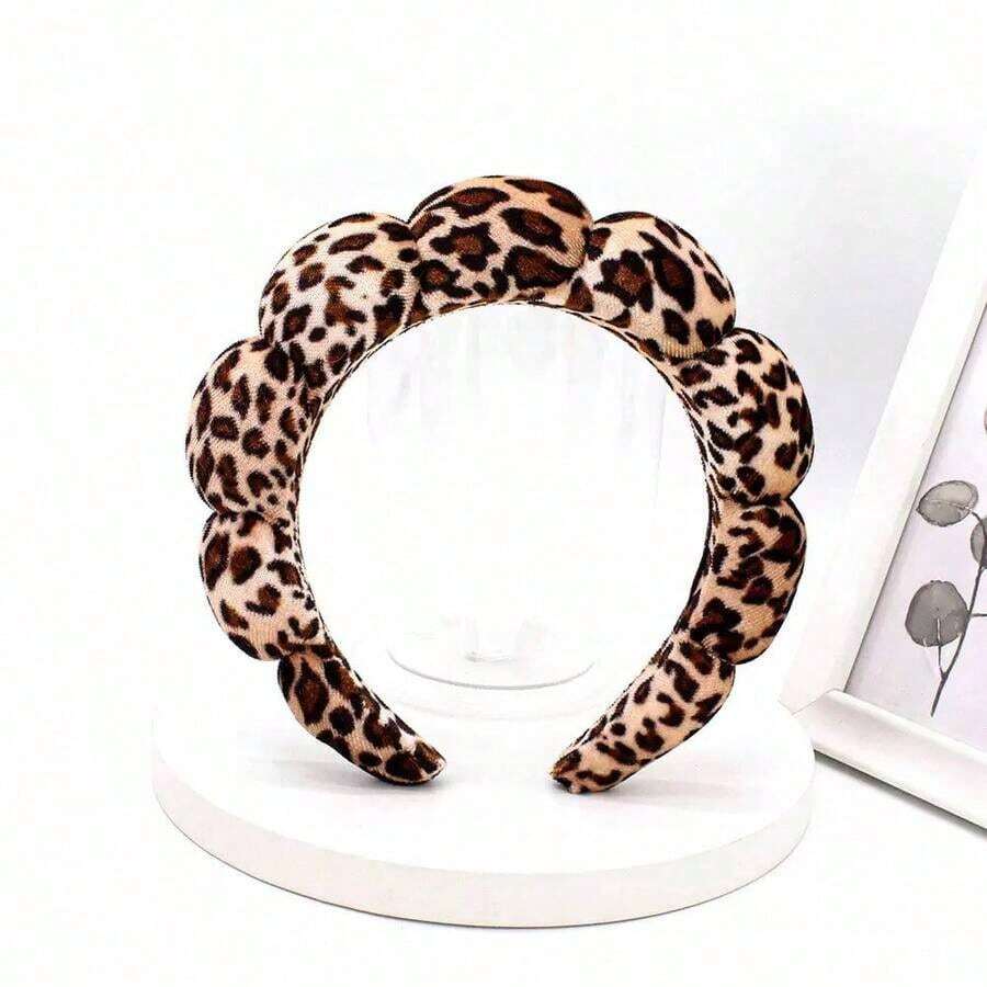 Leopard Print Hair Band, Makeup Headband, Hair Clip For Women Facial Care, Spa Gift, Party, Casual Outing, Compact & Lightweight, Hairband, Hair Hoop Headbands Hair - 咖啡棕色 - 查看 1