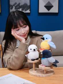 1pc Cute Realistic Bird Plush Doll, Interactive Bird Friend Doll Gift For Kids, Easter Bird Decor Plush - Multicolor - View 9