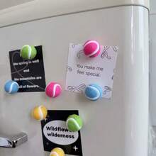 6 piezas de imanes de nevera con diseño realista y colorido de pelotas de tenis, para decorar pizarras, aulas, cocinas y gabinetes, decoración de nevera, artesanía magnética linda - Multicolor - Ver 4