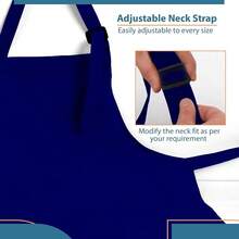 Adjustable Cotton Chef Aprons With 2 Pockets And Complimentary Bandana, Kitchen Apron For Women And Men,1Pack-Royal - 1Pack-royal - View 5