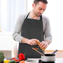 2 Pack Kitchen CooFKing Aprons, Adjustable Bib Chef Apron With 2 Pockets For Women Men, For CooFKing, Cleaning,Black+Red - 黑色+紅色 - 查看 8