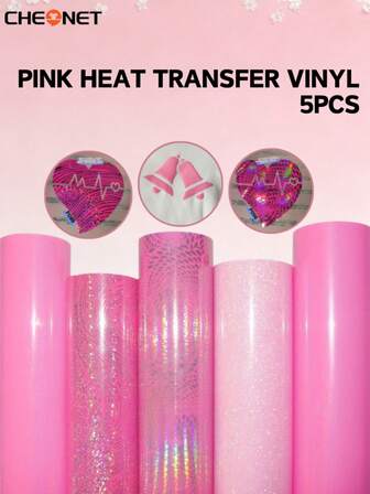 CCHEONET-5PCS Premium Heat Transfer Vinyl Bundle, 25x30CM/9.8x11.8IN, Easy Iron-On Heat Transfer Vinyl For Machine, For DIY T-Shirt, Bag, Sock, Hat, Pillow, Perfect For DIY Party Costumes, Team Uniforms And Cosplay Outfits