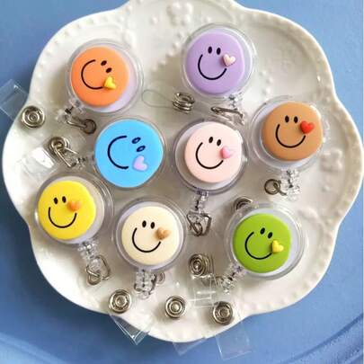 8pcs Random Color Cute Nurse Badge, With Retractable Clip Cartoon Employee ID Badge,School Supplies,Back To School