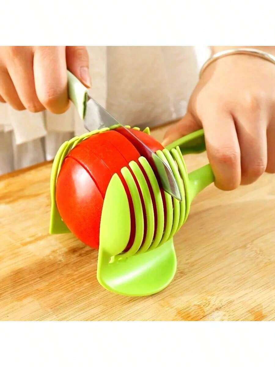 1 chiếc dụng cụ cắt cà chua và chanh cầm nắm dễ dàng - Dụng cụ cắt trái cây nhiều lưỡi với kẹp trái cây tròn, phụ kiện tách lòng trắng và lòng đỏ trứng, nhựa bền, màu xanh lá cây - Lý tưởng cho việc chuẩn bị nguyên liệu trong nhà bếp, dụng cụ cắt cà chua. - Nhiều màu - Xem 1