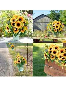 7 piezas de 27,5 cm de girasol realista, adecuado para manualidades DIY y decoración del hogar - Flores artificiales en floración para interiores/exteriores, se pueden usar para ramos de novia y decoración de mesa. Adecuado para decoración de verano, decoración del hogar, decoración del dormitorio, decoración de la casa, decoración de la sala de estar, decoración de la habitación, decoración de cumpleaños, decoración de bodas.