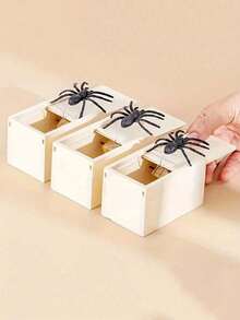 1 pieza Caja de broma de araña de madera - Caja de broma hecha a mano, excelente para regalo de Halloween, regalo de Acción de Gracias - Multicolor - Ver 2